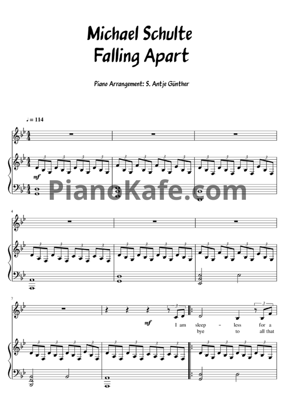 Ноты Michael Schulte - Falling apart - PianoKafe.com