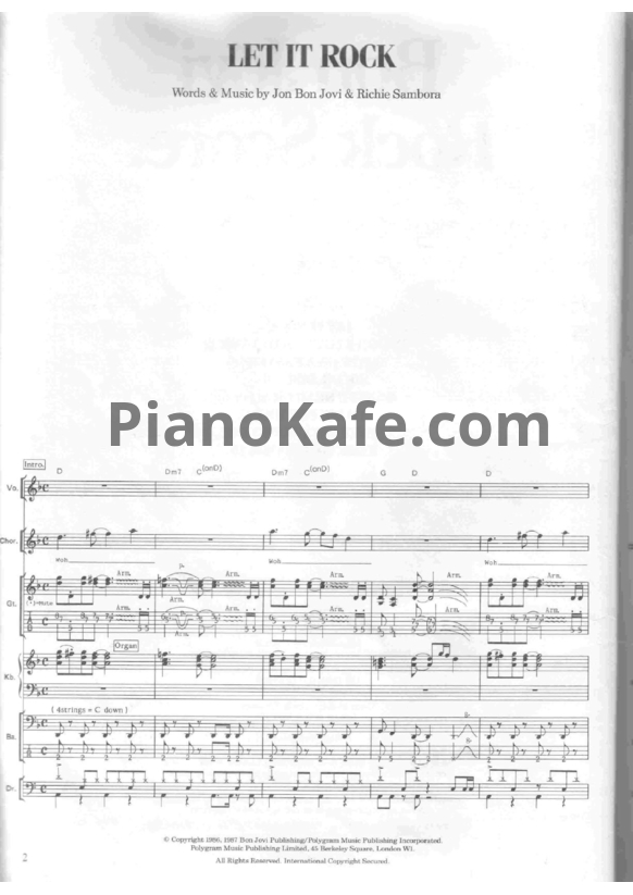 Ноты Bon Jovi - Rock score (Книга нот) - PianoKafe.com