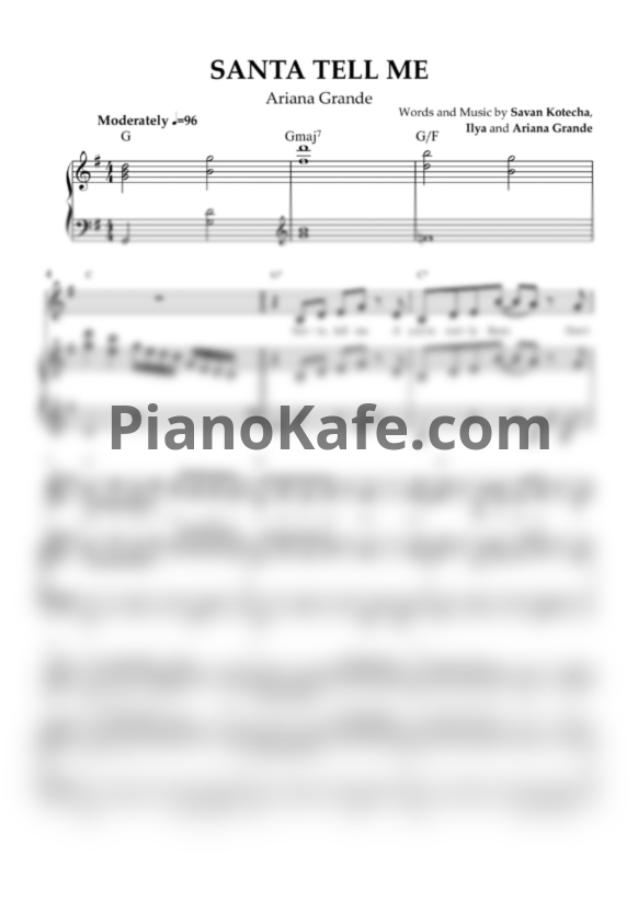 Ноты Ariana Grande - Santa tell me - PianoKafe.com