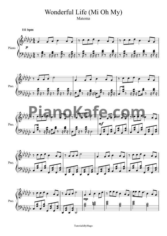 Ноты Matoma - Wonderful life (Mi oh my) - PianoKafe.com