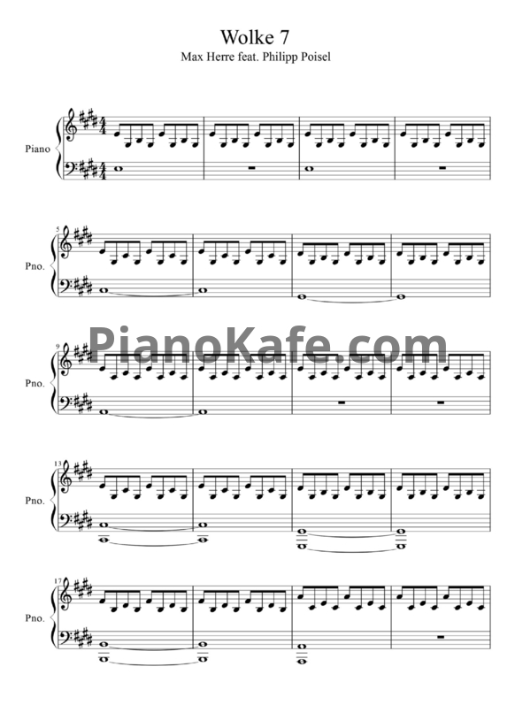 Ноты Max Herre feat. Philipp Poisel - Wolke 7 - PianoKafe.com