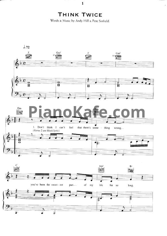 Ноты Celine Dion - Think twice - PianoKafe.com