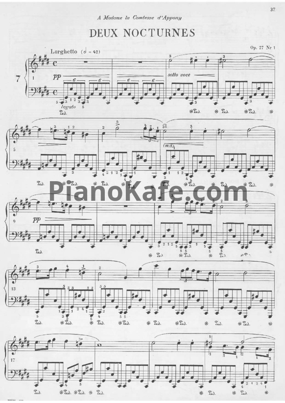 Ноты Фредерик Шопен - Ноктюрн (Op. 27, №1). Редакция Падеревский - PianoKafe.com