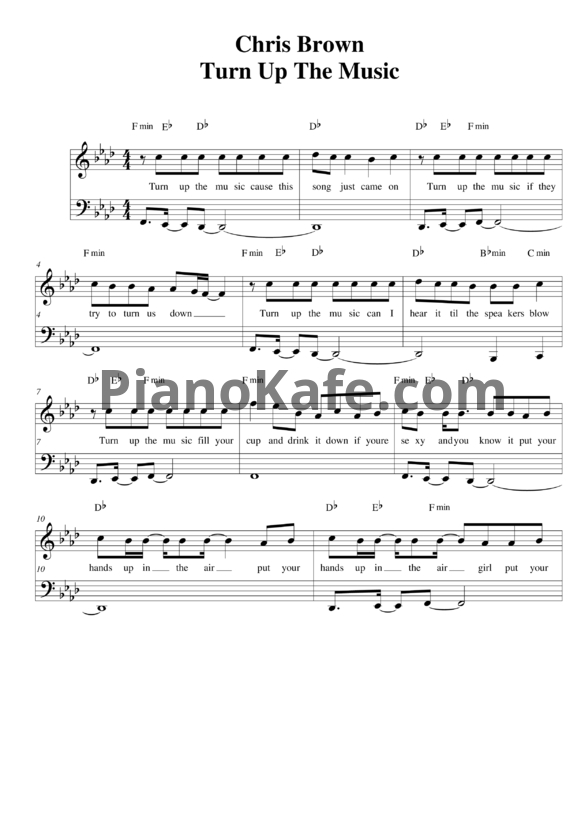 Ноты Chris Brown - Turn up the music - PianoKafe.com