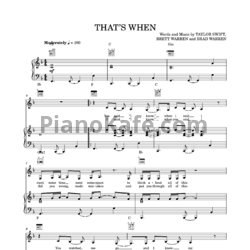 Ноты Taylor Swift feat. Keith Urban - That's when - предпросмотр