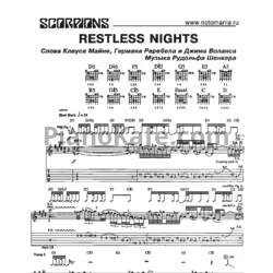 Ноты Scorpions - Restless nights - предпросмотр