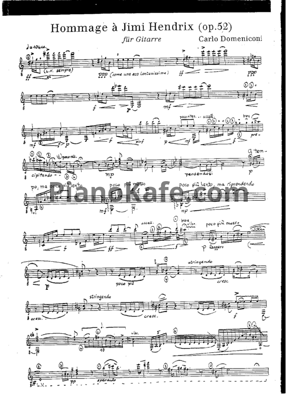 Ноты К. Доменикони - Памяти Джими Хендрикса (Op. 52) - PianoKafe.com