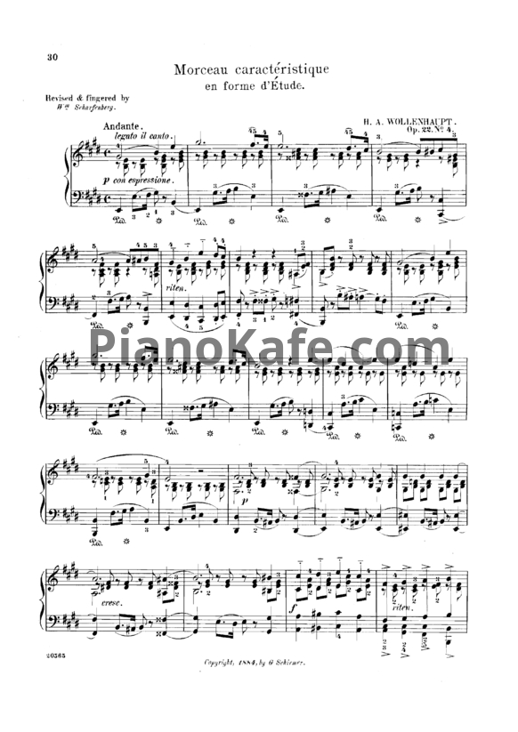 Ноты Герман Волленгаупт - Анданте ре мажор (Соч. 22, №4) - PianoKafe.com