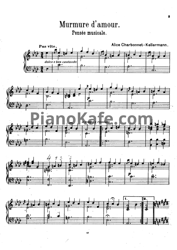 Ноты Алис Эллен Шарбоне-Келлерман - Шёпот любви (Op. 9) - PianoKafe.com