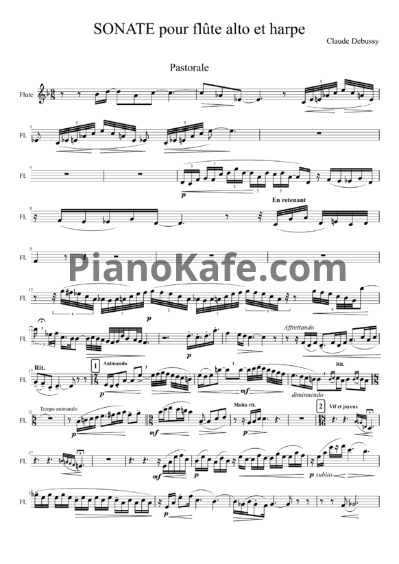 Ноты Claude Debussy - Sonate pour flute, alto, et harpe - PianoKafe.com