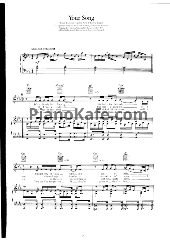 Ноты Elton John - Your song - PianoKafe.com