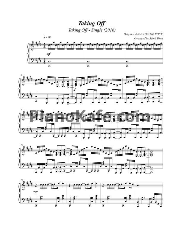 Ноты One OK Rock - Taking off - PianoKafe.com