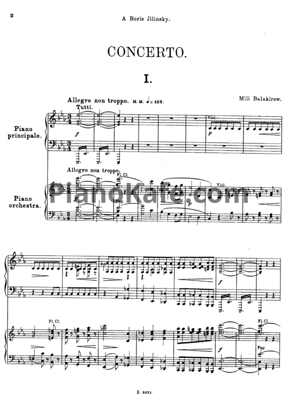 Ноты Милий Балакирев - Концерт №2 для фортепиано с оркестром. Переложение для 2 фортепиано - PianoKafe.com