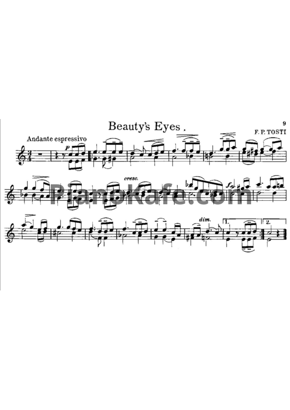 Ноты Ф. Тости - Прекрасные глаза - PianoKafe.com