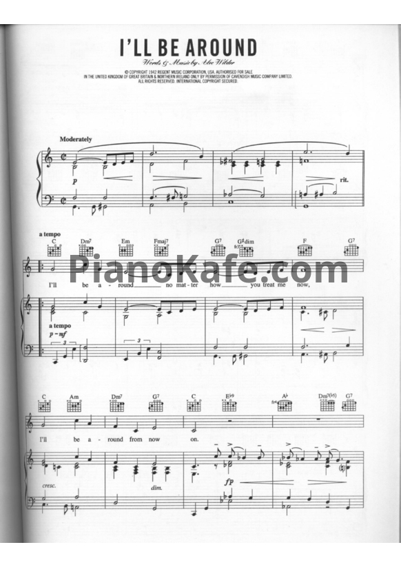 Ноты Billie Holiday - I'll be around - PianoKafe.com