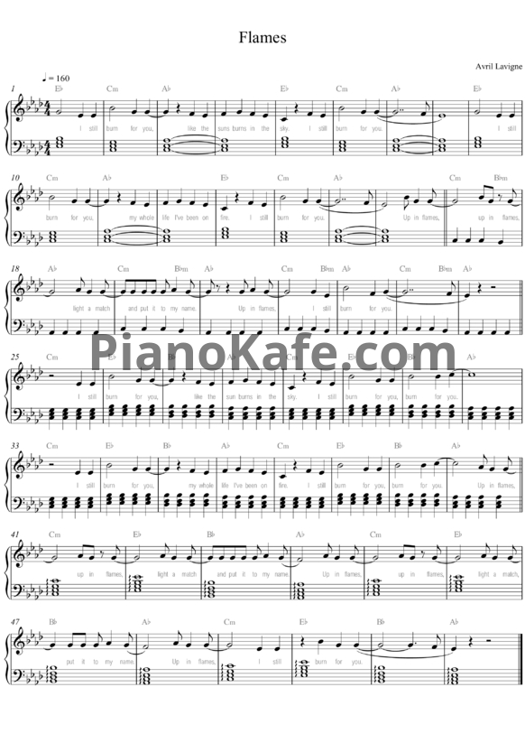 Ноты MOD SUN feat. Avril Lavigne - Flames - PianoKafe.com