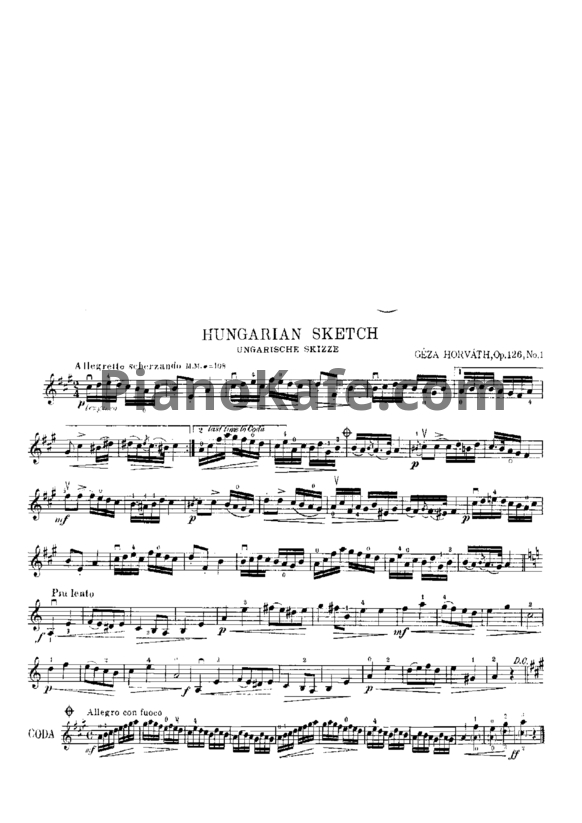 Ноты Геза Хорват - Hungarian sketch (Op. 126, №1) - PianoKafe.com