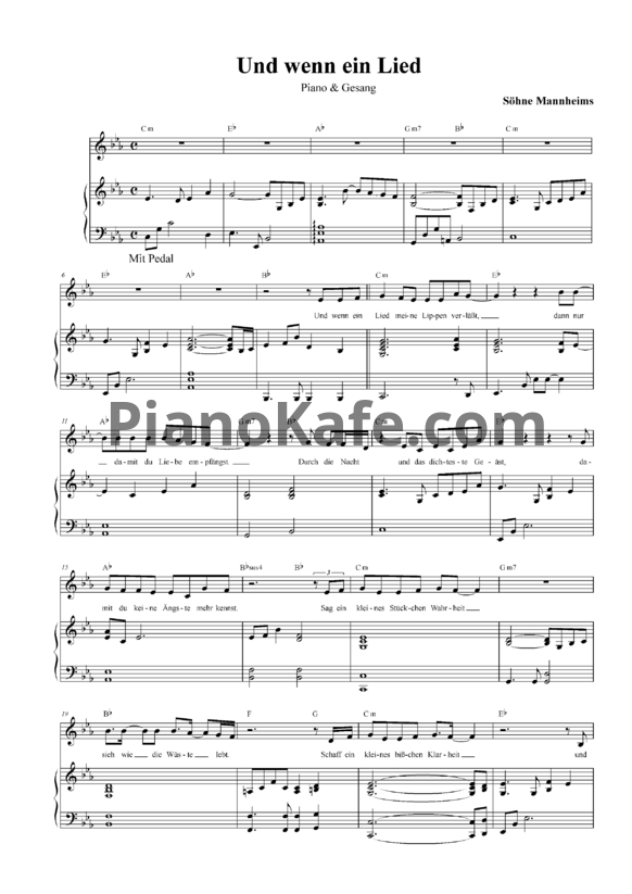 Ноты Xavier Naidoo - Und Wenn Ein Lied - PianoKafe.com
