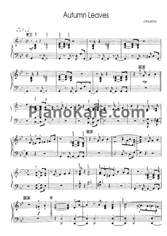 Ноты Joseph Kosma - Autumn leaves - PianoKafe.com