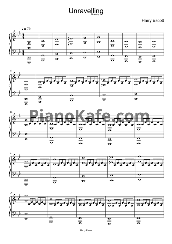 Ноты Harry Escott - Unravelling (Piano cover) - PianoKafe.com