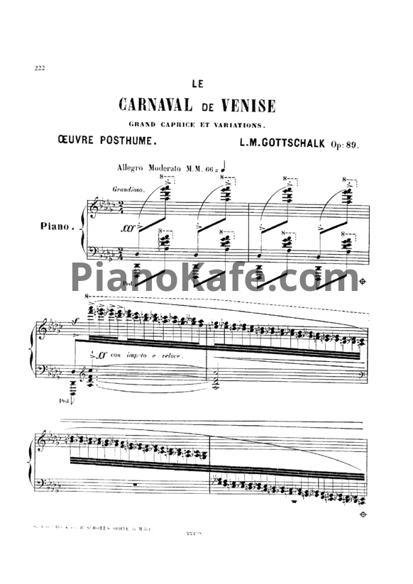Ноты Луи Моро Готшалк - Le carnaval de Venise (Op. 89) - PianoKafe.com