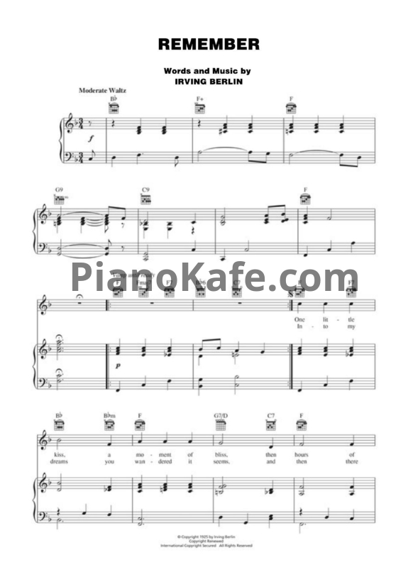 Ноты Irving Berlin - Remember - PianoKafe.com