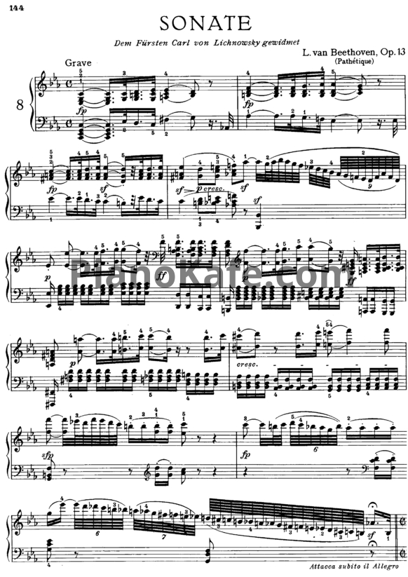 Ноты Л. В. Бетховен - Соната (Op. 13) - PianoKafe.com