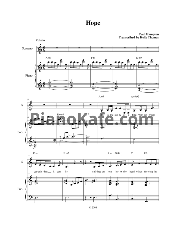 Ноты Idina Menzel - Hope - PianoKafe.com