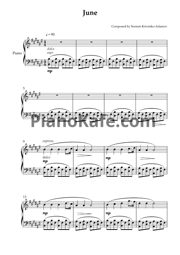 Ноты Семён Кривенко-Адамов - Июнь - PianoKafe.com