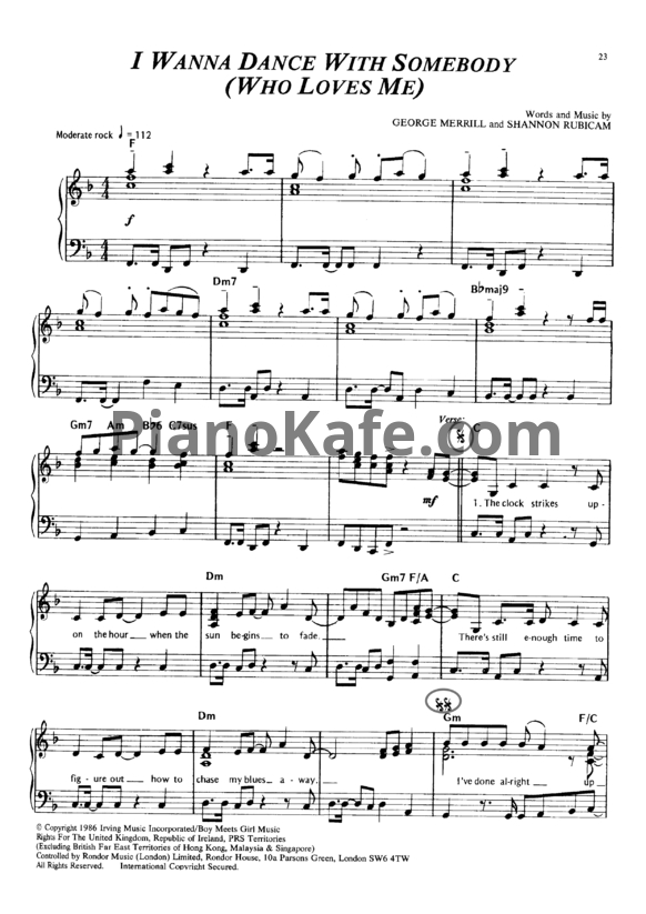 Ноты Whitney Houston - I wanna dance with somebody (Who loves me) - PianoKafe.com