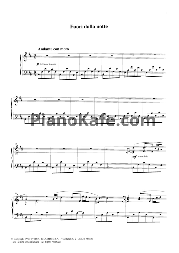 Ноты Ludovico Einaudi - Fuori dalla notte - PianoKafe.com