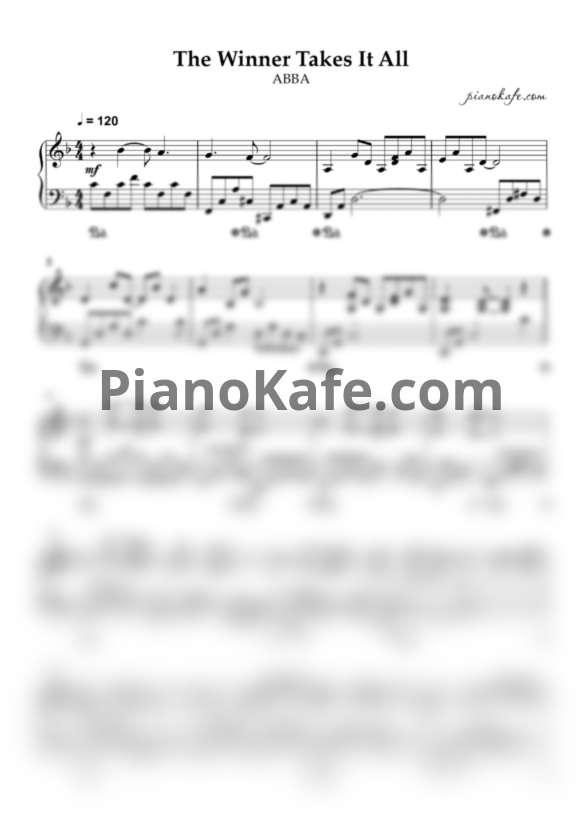 Ноты ABBA - The Winner takes it all (Piano cover) - PianoKafe.com