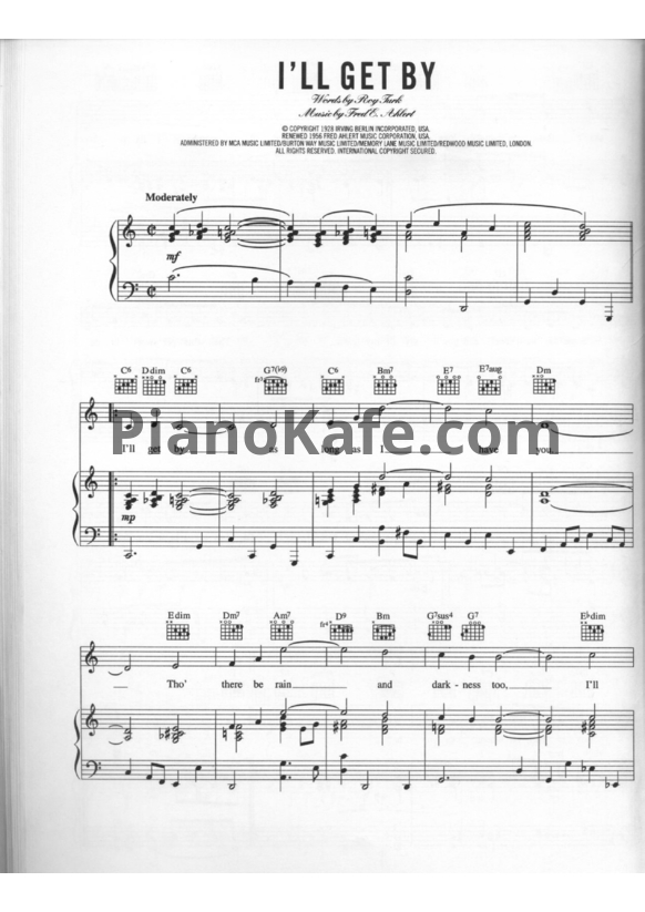 Ноты Billie Holiday - I'll get by - PianoKafe.com