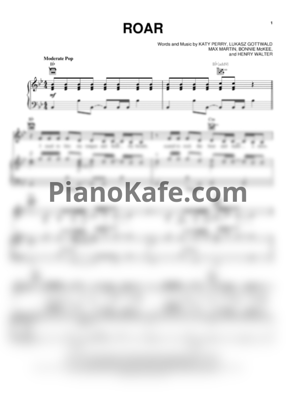 Ноты Katy Perry - Roar - PianoKafe.com