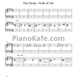 Ноты Dire Straits - Walk of life (для фортепиано в 4 руки) - предпросмотр