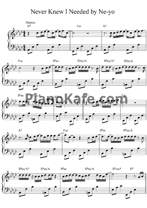 Ноты Ne-Yo - Never knew I needed - PianoKafe.com