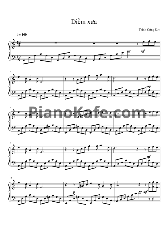 Ноты Trinh Cong Son - Diễm xưa - PianoKafe.com