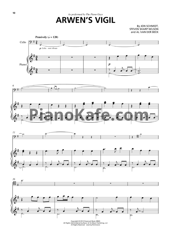 Ноты Jon Schmidt - Arwen’s vigil - PianoKafe.com