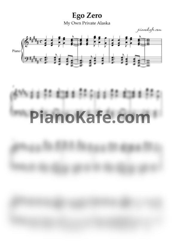 Ноты My own private Alaska - Ego Zero - PianoKafe.com