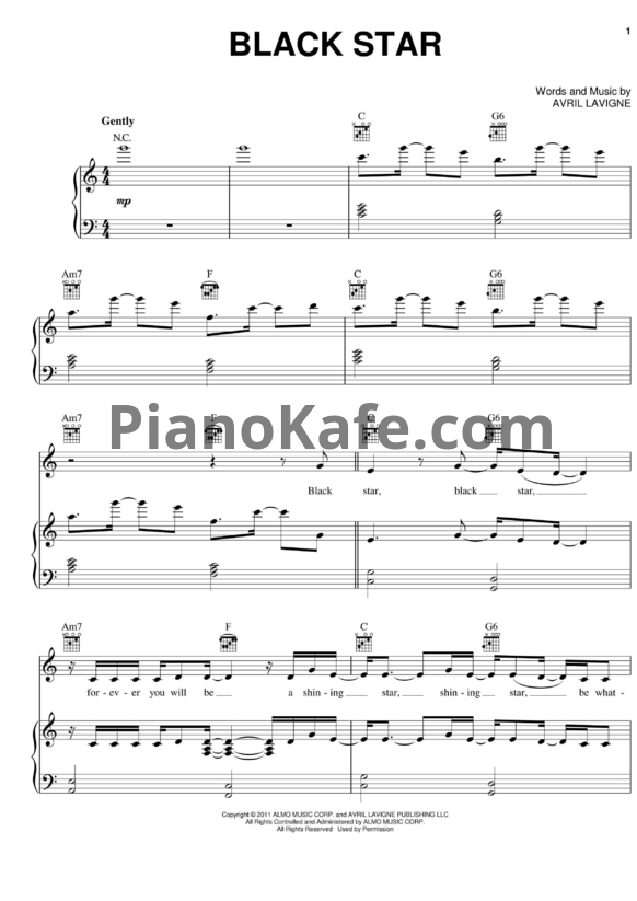 Ноты Avril Lavigne - Black star (Версия 2) - PianoKafe.com