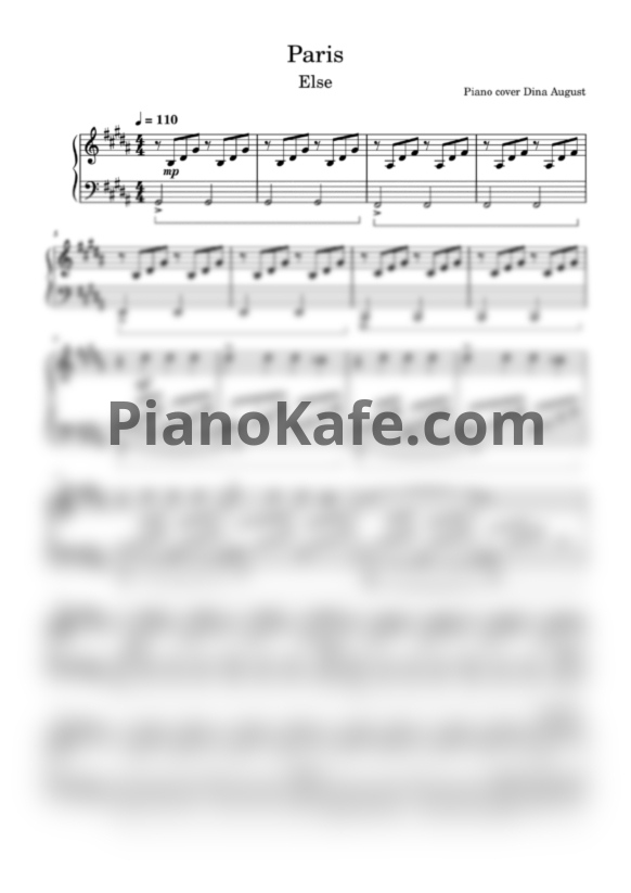 Ноты Else - Paris (Piano cover) - PianoKafe.com