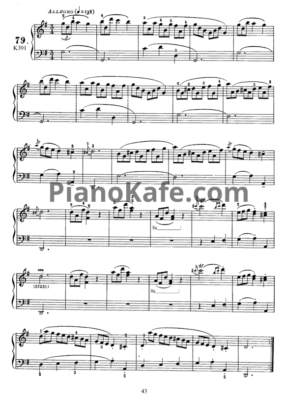 Ноты Д. Скарлатти - Соната K391 - PianoKafe.com