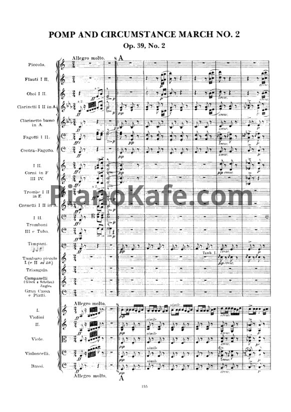 Ноты Эдуард Элгар - Помпезный и церемониальный марши №2 (Op. 39, Партитура) - PianoKafe.com
