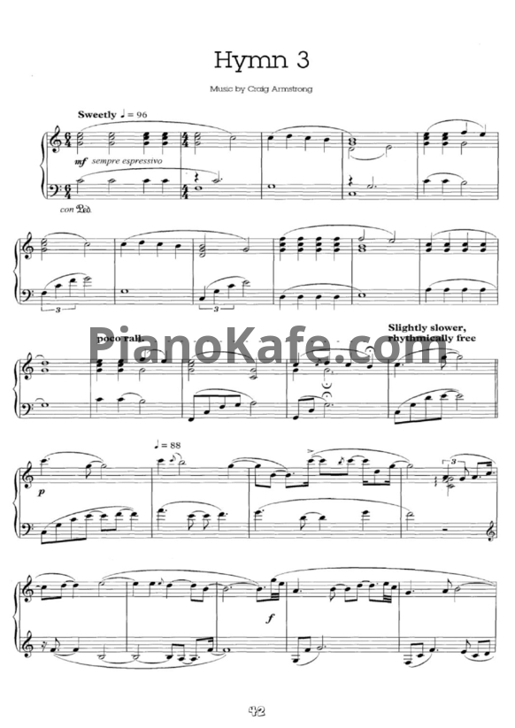 Ноты Craig Armstrong - Hymn 3 - PianoKafe.com