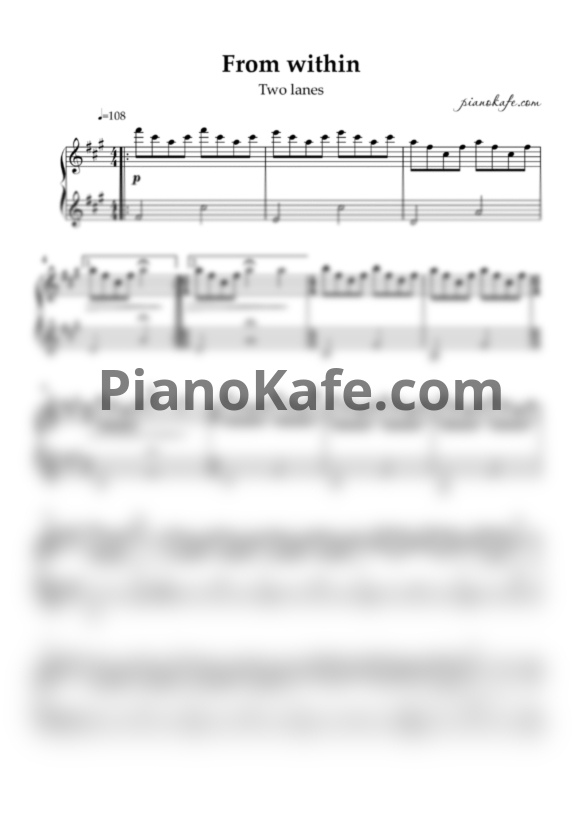 Ноты Two Lanes - From within - PianoKafe.com