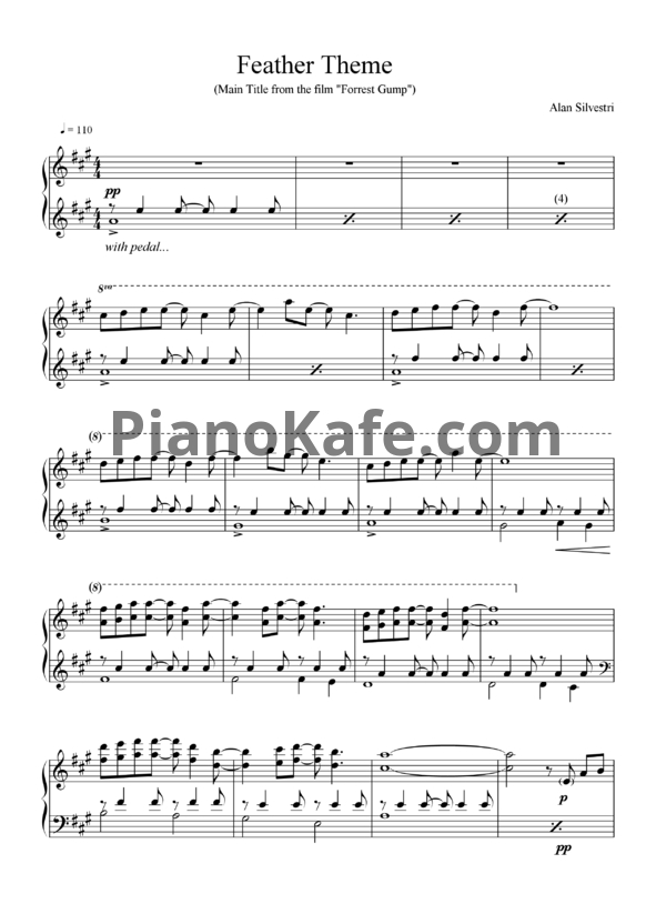 Ноты Alan Silvestri - Feather theme - PianoKafe.com