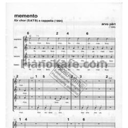 Ноты Арво Пярт - Memento - предпросмотр