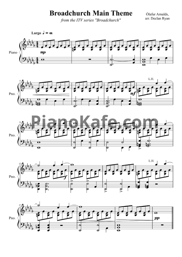 Ноты Olafur Arnalds - Main Theme - PianoKafe.com