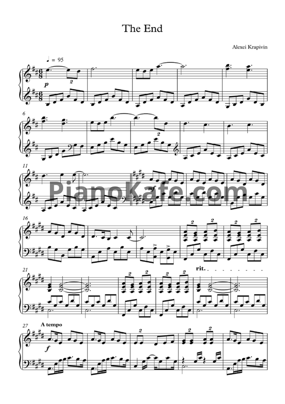Ноты Alexei Krapivin - The end - PianoKafe.com