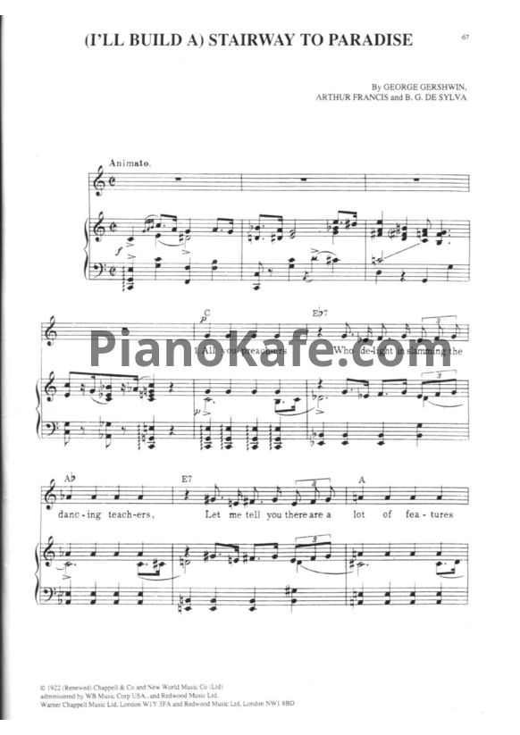 Ноты George Gershwin - (I'll build a) Stairway to paradise - PianoKafe.com